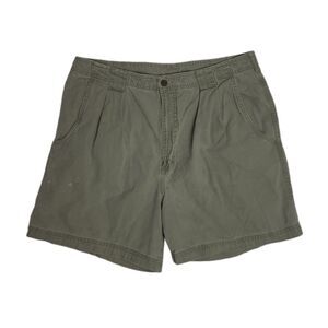 VINTAGE 70s Woolrich‎ gorp army green pleat front utility shorts 35